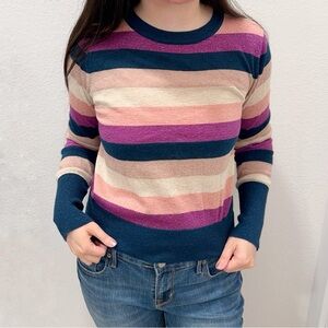 Leith Striped Metallic Shimmer Sweater